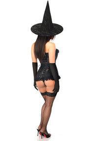 Lavish 3 PC Sheer Lace Witch Corset Costume.