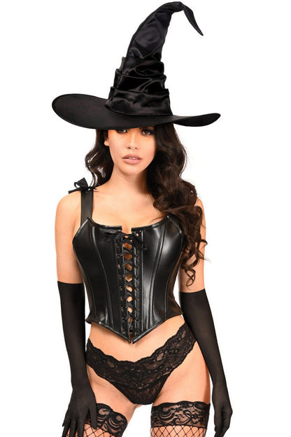 Lavish 3 PC Faux Leather Witch Corset Costume.