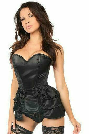 Lavish Black Satin Corset w/Removable Snap on Skirt.