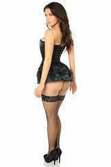 Lavish Black Satin Corset w/Removable Snap on Skirt.