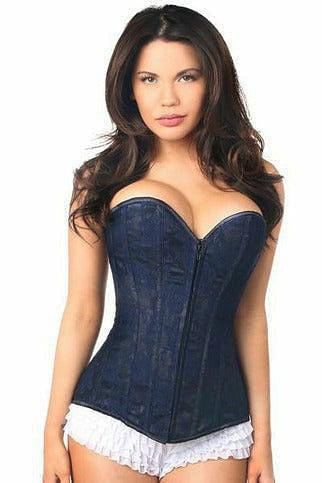 Lavish Navy Blue Lace Overbust Corset w/Zipper.