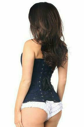 Lavish Navy Blue Lace Overbust Corset w/Zipper.