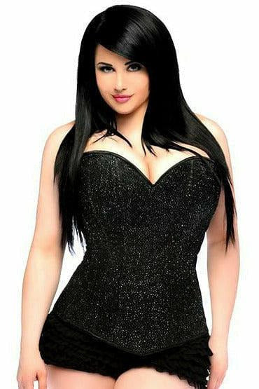 Lavish Black Glitter Side Zipper Corset.