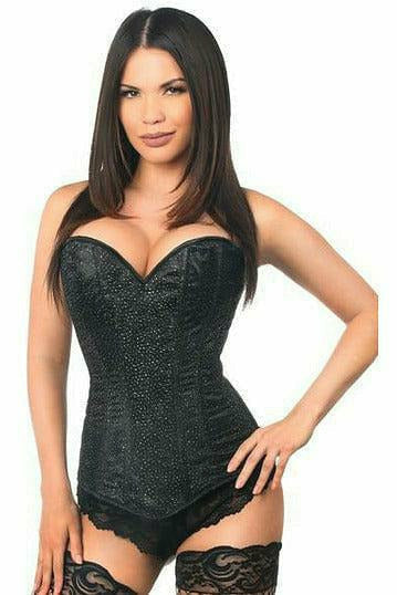 Lavish Black Glitter Side Zipper Corset.