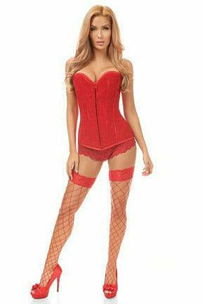 Lavish Red Lace Overbust Corset .