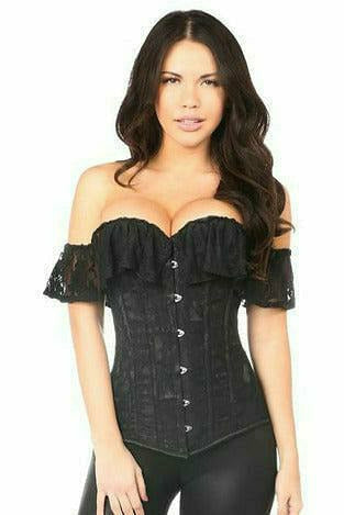 Lavish Black Lace Off-The-Shoulder Corset.