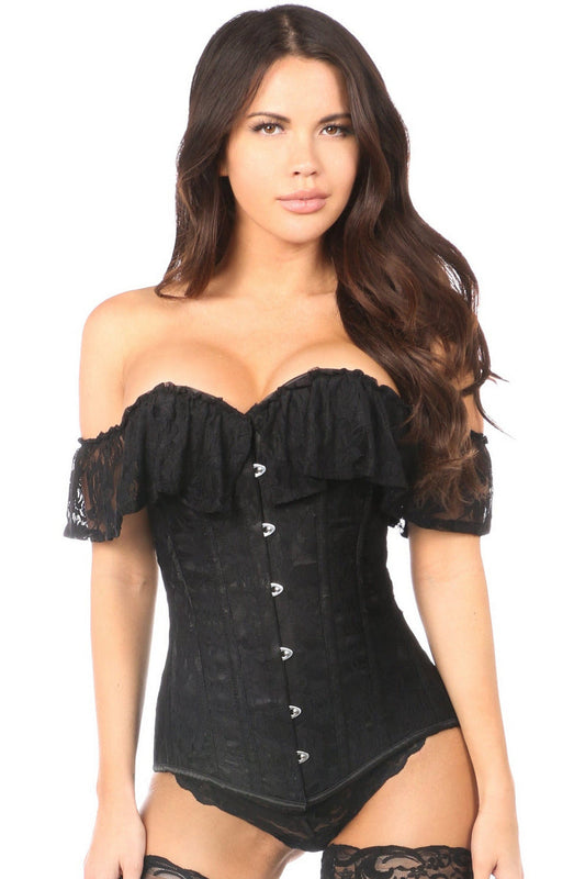 Lavish Black Lace Off-The-Shoulder Corset.