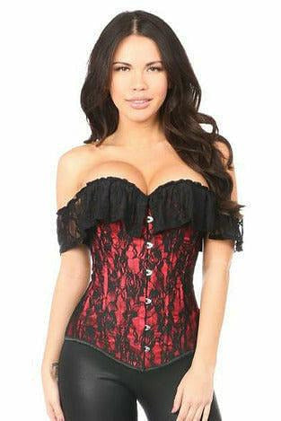 Lavish Red Lace Off-The-Shoulder Corset.