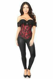 Lavish Red Lace Off-The-Shoulder Corset.