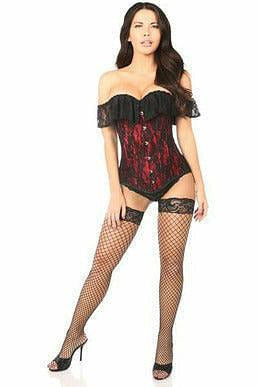 Lavish Red Lace Off-The-Shoulder Corset.