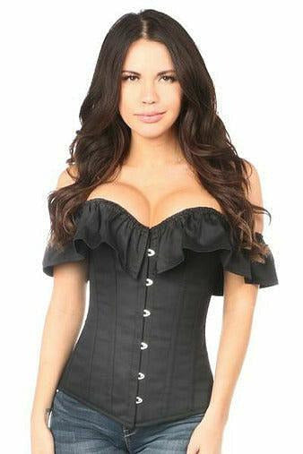 Lavish Black Cotton Off-The-Shoulder Corset.