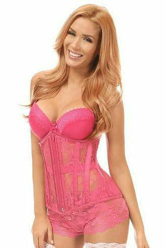 Lavish Fuchsia Sheer Lace Under Bust Corset.