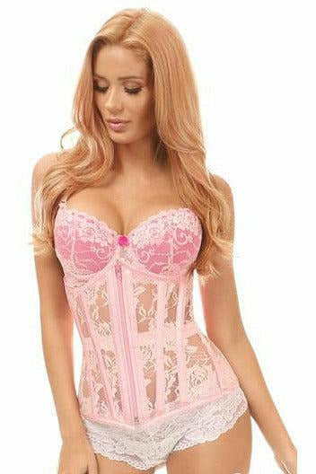 Lavish Lt Pink Sheer Lace Under Bust Corset.