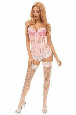 Lavish Lt Pink Sheer Lace Under Bust Corset.