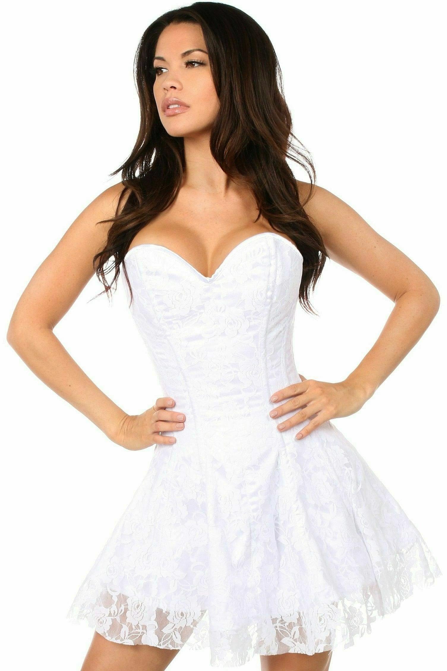 Lavish White Lace Corset Dress-Daisy Corsets
