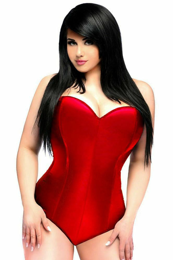 Lavish Red Satin Corset Romper.