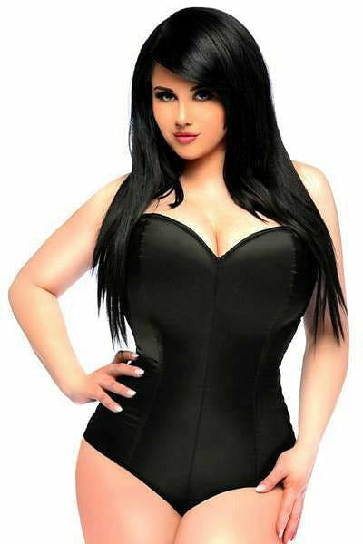 Lavish Black Satin Corset Romper.