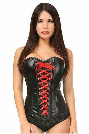 Lavish Wet Look Faux Leather Lace-Up Over Bust Corset-Daisy Corsets