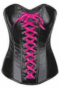 Lavish Wet Look Faux Leather Lace-Up Over Bust Corset-Daisy Corsets