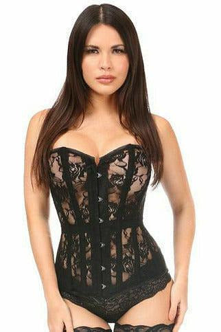 Lavish Black Sheer Lace Over Bust Corset.