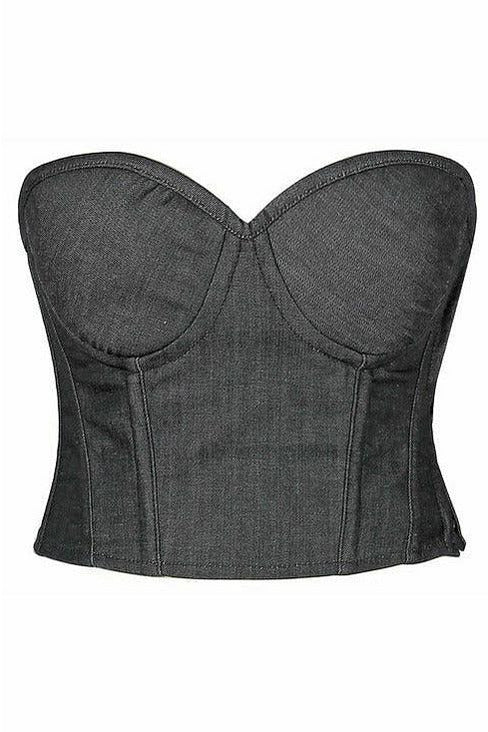 Lavish Black Denim Underwire Bustier.