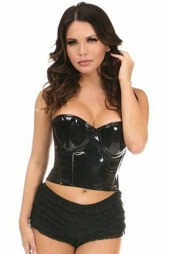 Lavish Black Patent PVC Underwire Bustier.