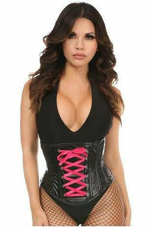 Lavish Wet Look Faux Leather Lace-Up Under Bust Corset.