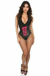 Lavish Wet Look Faux Leather Lace-Up Under Bust Corset.