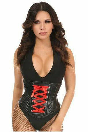 Lavish Wet Look Faux Leather Lace-Up Under Bust Corset.