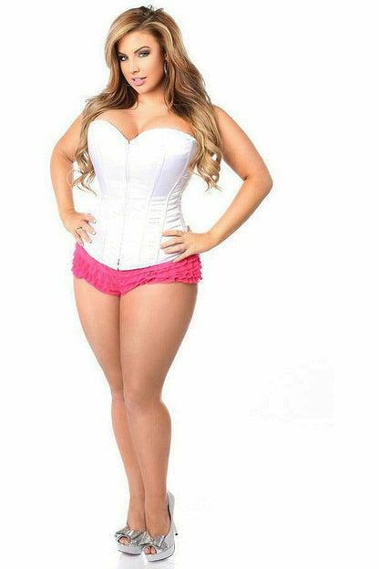 Lavish White Sweetheart Front Zipper Corset.