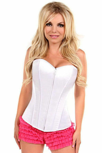 Lavish White Sweetheart Front Zipper Corset.