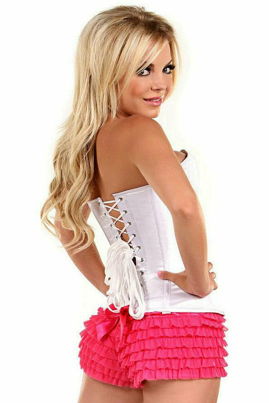 Lavish White Sweetheart Front Zipper Corset.