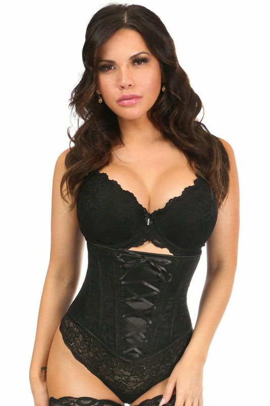 Lavish Black Lace-Up Underbust Corset w/Black Lace.