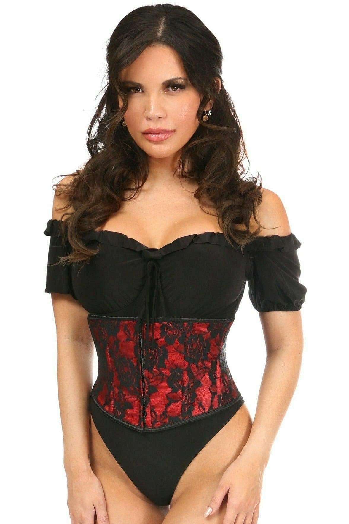 Lavish Red w/Black Lace Overlay Mini Cincher.