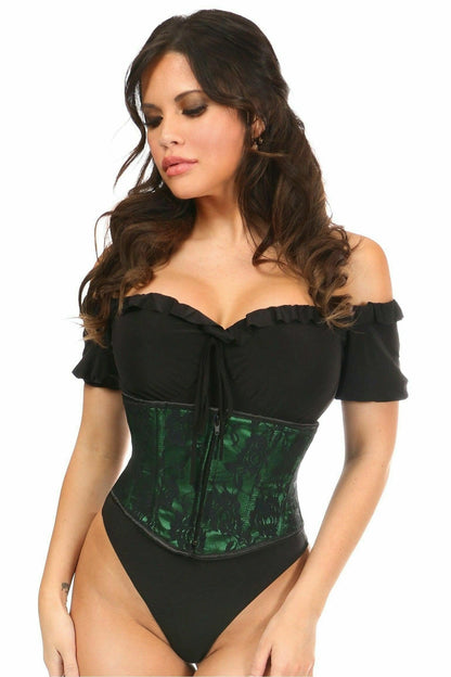 Lavish Green w/Black Lace Overlay Mini Cincher.