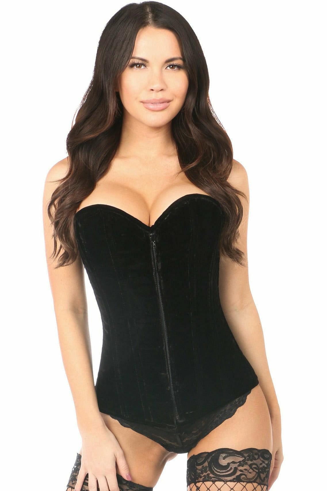 Lavish Black Velvet Overbust Corset.
