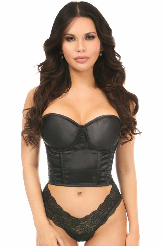 Lavish Black Satin Underwire Bustier.