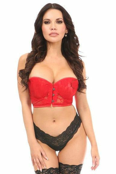 Lavish Red Lace Underwire Short Bustier-Daisy Corsets