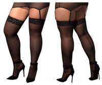 Mapale Curvy Size Mesh Thigh Highs Color Black-Mapale