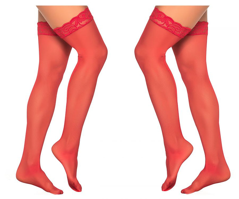 Mapale Mesh Thigh Highs Color Red-Mapale