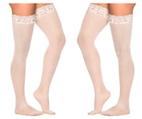 Mapale Mesh Thigh Highs Color White-Mapale