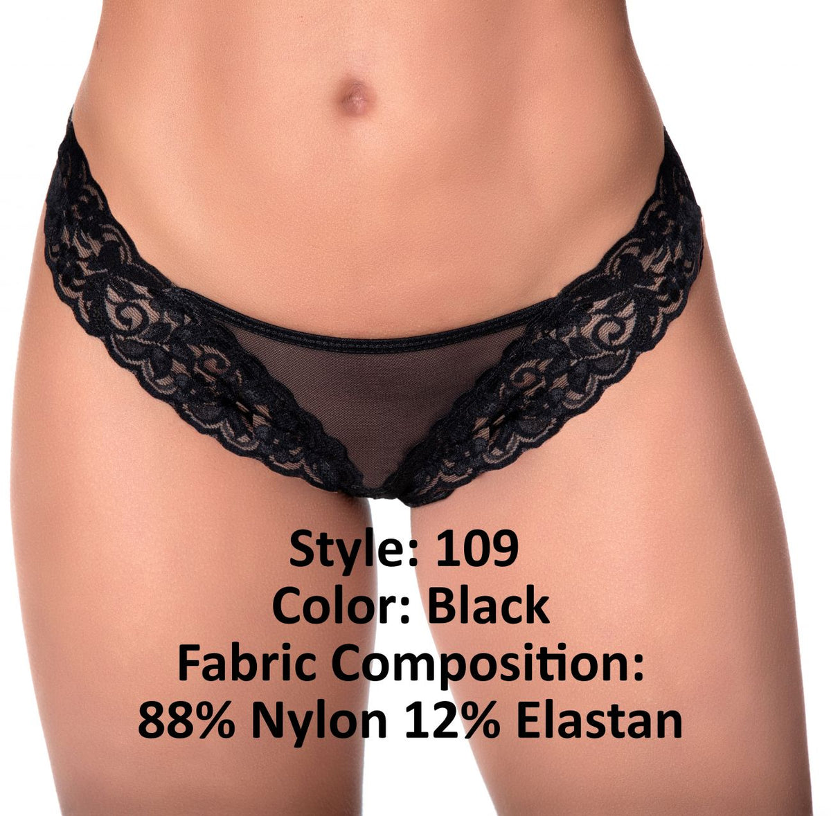 Mapale Lace and Mesh Panty Color Black-Mapale
