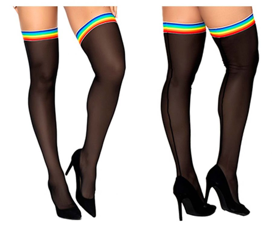 Mapale Mesh Thigh Highs Color Black-Rainbow-Mapale