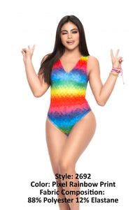Mapale Bodysuit Color Pixel Rainbow Print-Mapale