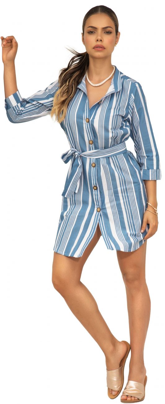 Mapale Dress Color Blue Stripes-Mapale