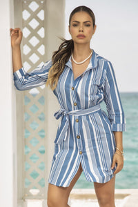 Mapale Dress Color Blue Stripes-Mapale