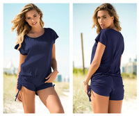 Mapale Loose Fit Romper with Drawstring on the Sides Color Navy-Mapale