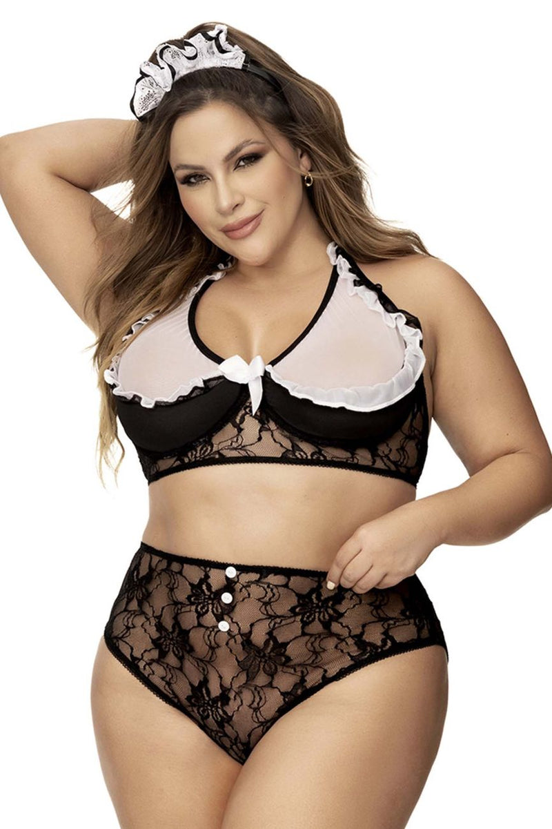 Mapale Curvy Size Costume French Maid Color As Shown-Mapale