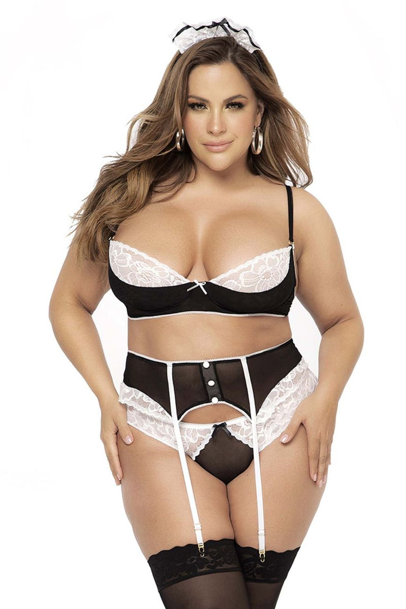 Mapale Curvy Size Costume French Maid Color As Shown-Mapale