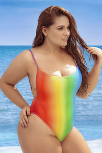 Mapale Curvy Size One Piece Swimsuit Color Rainbow Prints-Mapale